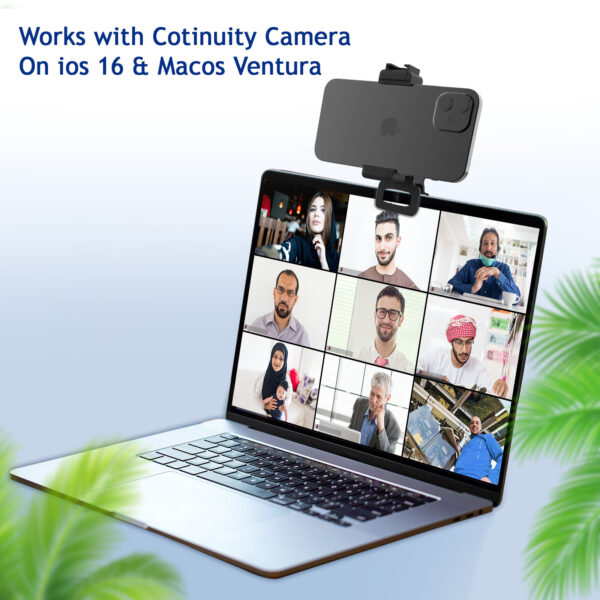 Voinap Continuity Camera Mount for MacBook Laptops, Monitor Phone Mount with Clip for Webcam Video Conference, Compatible with iPhone, Samsung - 图片 4