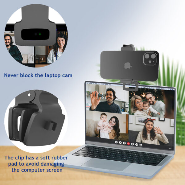 Voinap Continuity Camera Mount for MacBook Laptops, Monitor Phone Mount with Clip for Webcam Video Conference, Compatible with iPhone, Samsung - 图片 2