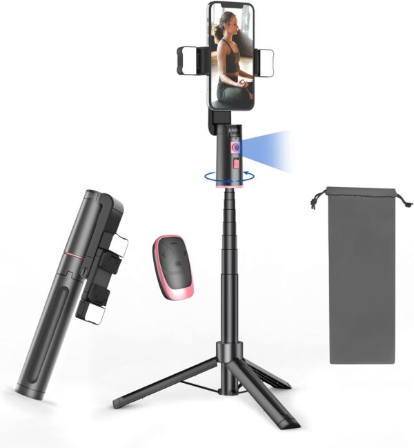 Voinap Extendable Auto Face Tracking Tripod with Light, 360 Rotating Tripod, Both Auto or Manual Moving Control, Smart Cameraman Shooting for Video, Vlog, Live Stream