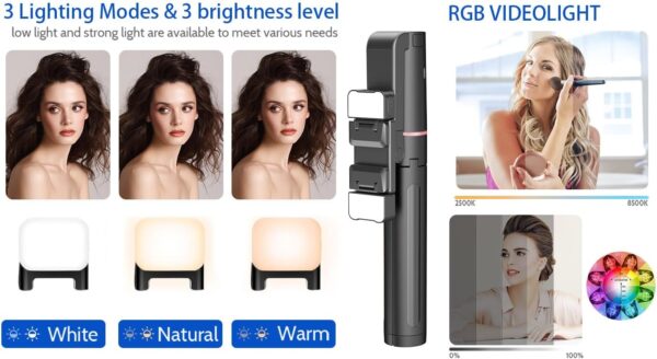 Voinap Extendable Auto Face Tracking Tripod with Light, 360 Rotating Tripod, Both Auto or Manual Moving Control, Smart Cameraman Shooting for Video, Vlog, Live Stream - 图片 5