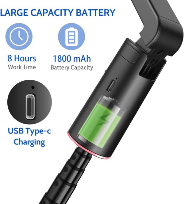 Voinap Extendable Auto Face Tracking Tripod with Light, 360 Rotating Tripod, Both Auto or Manual Moving Control, Smart Cameraman Shooting for Video, Vlog, Live Stream - 图片 7