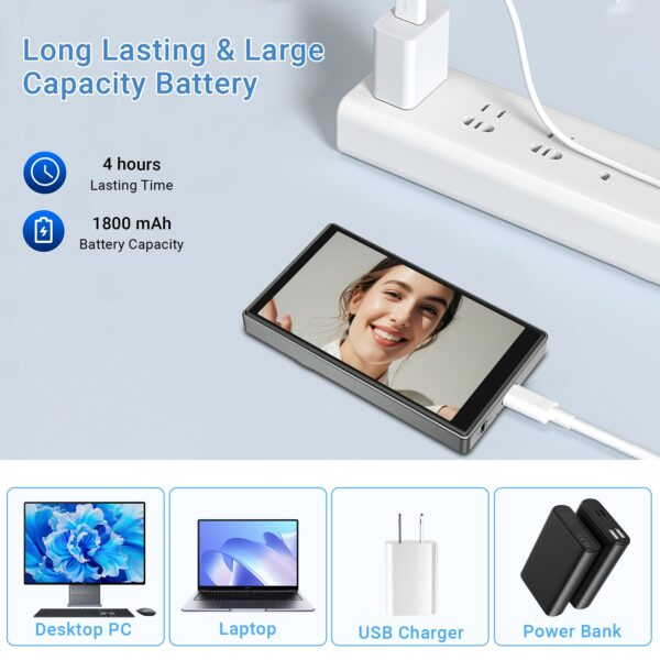 Phone Vlog Selfie Monitor Screen with Remote, Magnetic Back Camera Monitor for iPhone Android, Wireless External Selfie Mirror Screen for Vlog Live Stream TikTok - 图片 4