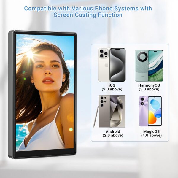 Phone Vlog Selfie Monitor Screen with Remote, Magnetic Back Camera Monitor for iPhone Android, Wireless External Selfie Mirror Screen for Vlog Live Stream TikTok - 图片 5
