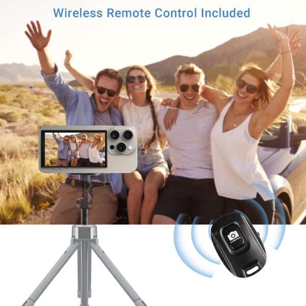 Phone Vlog Selfie Monitor Screen with Remote, Magnetic Back Camera Monitor for iPhone Android, Wireless External Selfie Mirror Screen for Vlog Live Stream TikTok - 图片 6