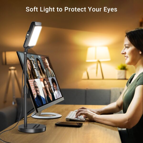 Video Conference Light for Computer, Soft Zoom Lighting for Laptop Webcam Home Office, Dimmable Desk Ring Lamp with Stand for Video Calls, Meeting, Conferencing, Streaming - 图片 2