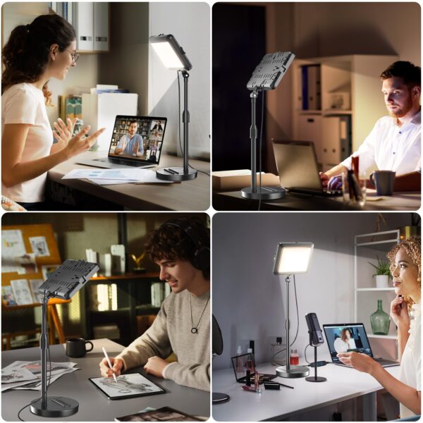 Video Conference Light for Computer, Soft Zoom Lighting for Laptop Webcam Home Office, Dimmable Desk Ring Lamp with Stand for Video Calls, Meeting, Conferencing, Streaming - 图片 7