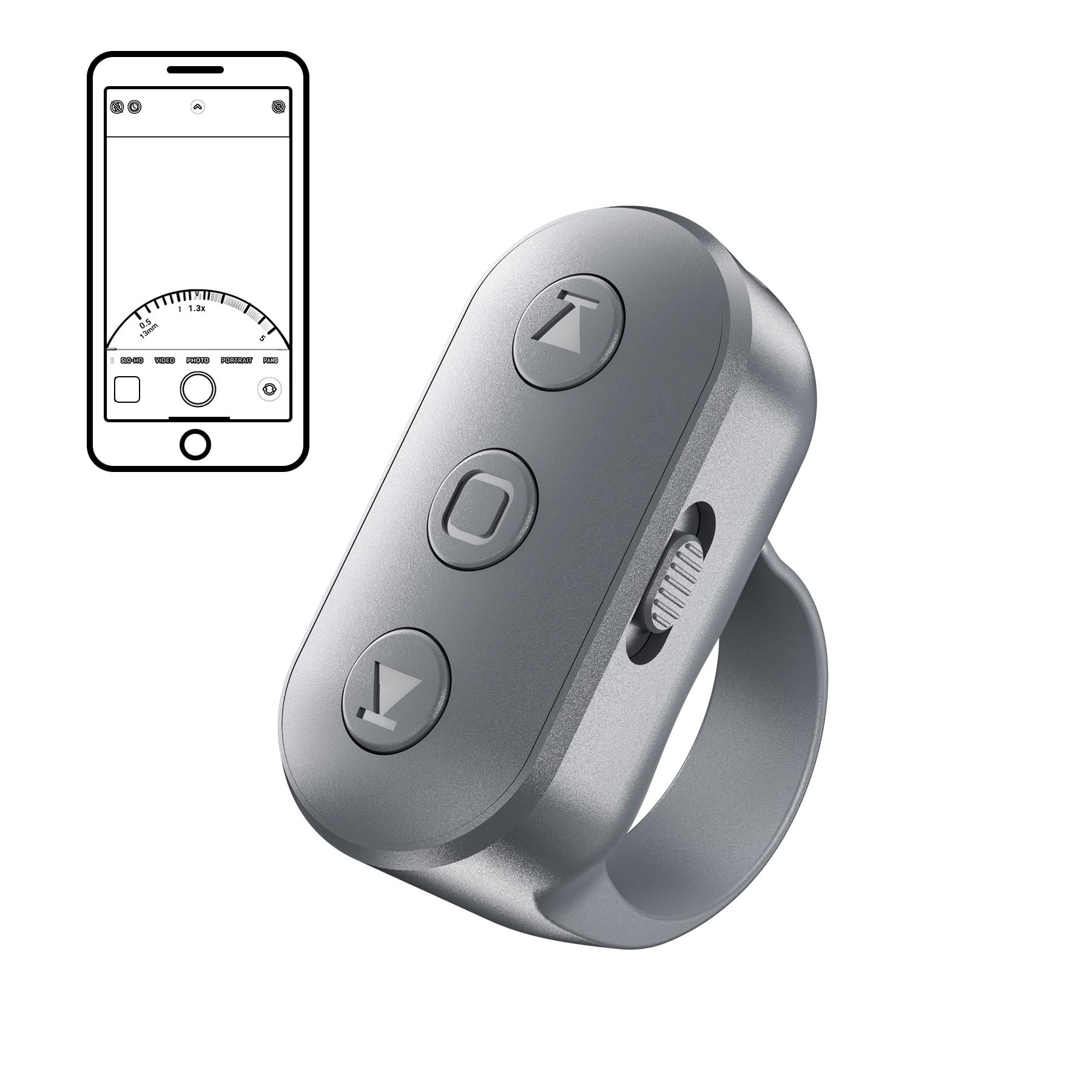 Phone Camera Ring Remote Control with Zoom in/Out, Rechargeable Shutter with Front/Rear Camera Switch for iPhone Android iPad, Hands Free Remote Ring for Photo & Video Recording Content Creator