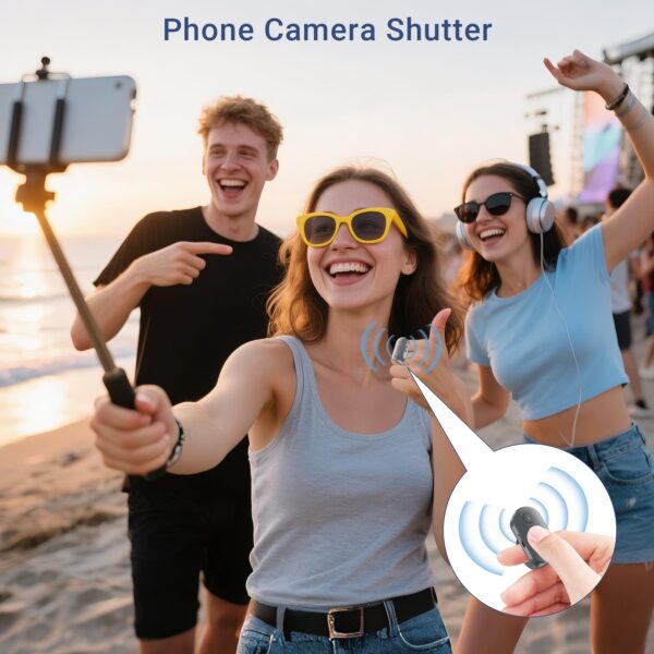 Phone Camera Ring Remote Control with Zoom in/Out, Rechargeable Shutter with Front/Rear Camera Switch for iPhone Android iPad, Hands Free Remote Ring for Photo & Video Recording Content Creator - 图片 2
