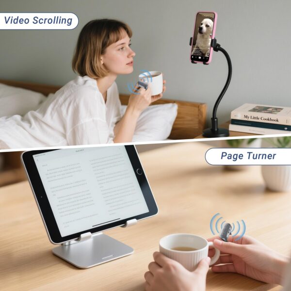 Phone Camera Ring Remote Control with Zoom in/Out, Rechargeable Shutter with Front/Rear Camera Switch for iPhone Android iPad, Hands Free Remote Ring for Photo & Video Recording Content Creator - 图片 7