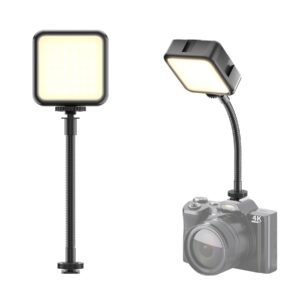On-Camera Video Light with Extension Arm, Portable LED Mini Light Bright for Photography, Rechargeable Vlogging Light for DSLR Camera, GoPro, Phone, Compatible with Sony Canon Nikon Panasonic