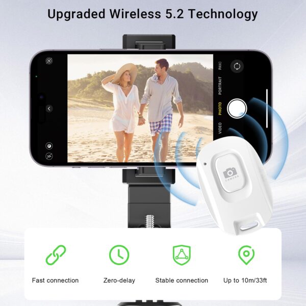 Wireless Phone Camera Remote Control, Rechargeable Selfie Shutter for Photos & Videos, Portable Photo Clicker Compatible with iPhone & Android Smartphones - 图片 2