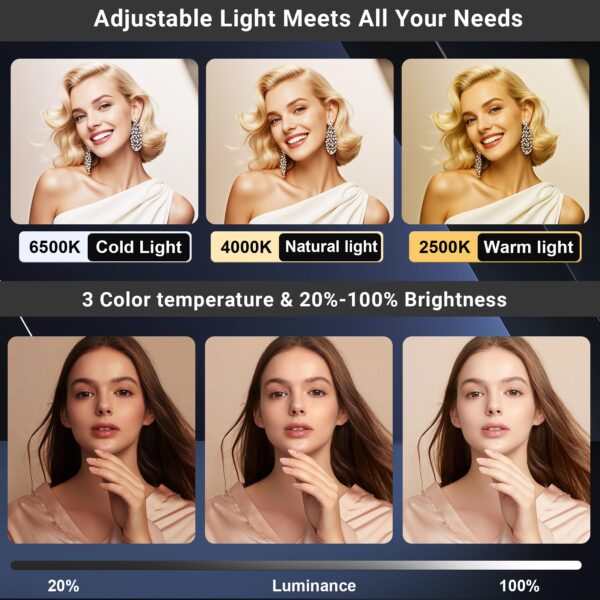 Rechargeable Ring Light Without Stand, Cordless Square Ring Light for 360 Photo Booth Accessories, Phone Video Stabilizer for iPhone with 4000mAh Built-in Battery for Video Recording Streaming - 图片 2