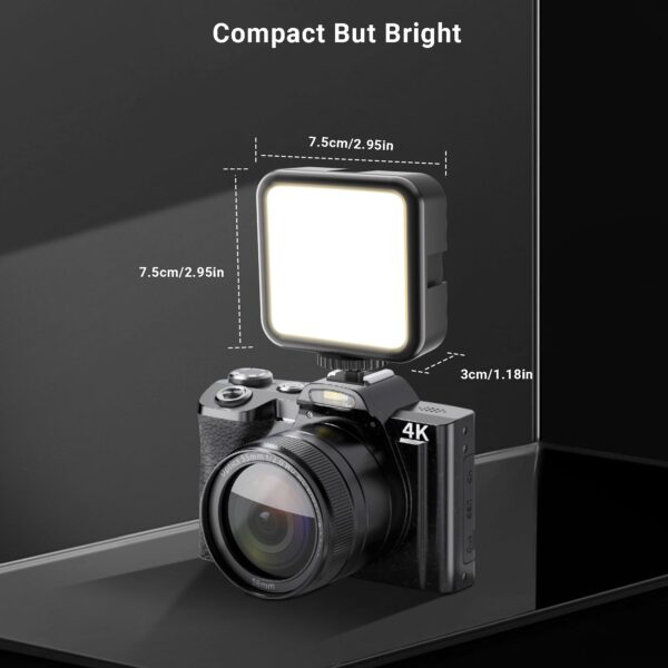 On-Camera Video Light, Rechargeable LED Mini Bright Light for Photography, Portable Camera Lighting for DSLR Camera, GoPro, Phone, Compatible with Sony Nikon Canon Panasonic - 图片 3
