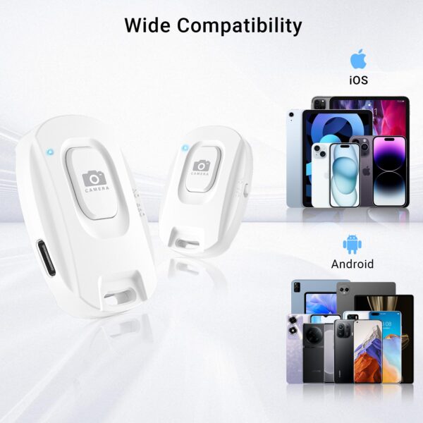 Wireless Phone Camera Remote Control, Rechargeable Selfie Shutter for Photos & Videos, Portable Photo Clicker Compatible with iPhone & Android Smartphones - 图片 3