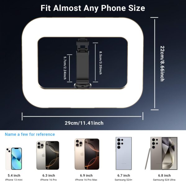 Rechargeable Ring Light Without Stand, Cordless Square Ring Light for 360 Photo Booth Accessories, Phone Video Stabilizer for iPhone with 4000mAh Built-in Battery for Video Recording Streaming - 图片 3