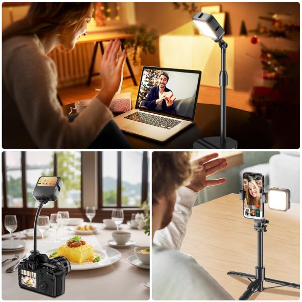 On-Camera Video Light with Extension Arm, Portable LED Mini Light Bright for Photography, Rechargeable Vlogging Light for DSLR Camera, GoPro, Phone, Compatible with Sony Canon Nikon Panasonic - 图片 7