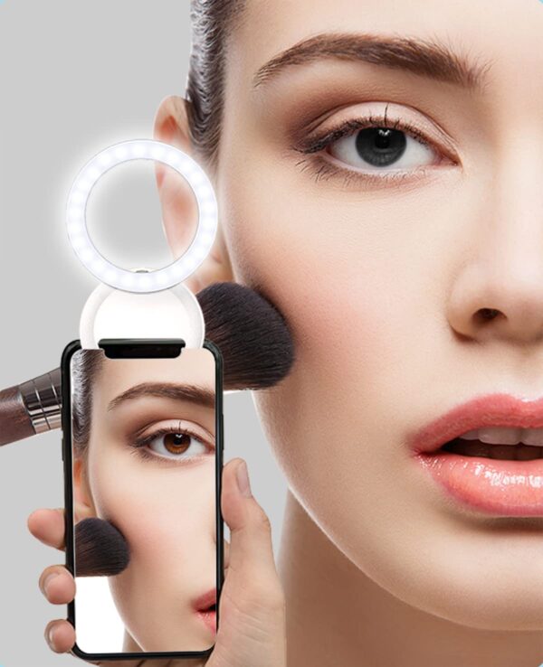 Clip-on Selfie Ring Light for Phone, Rechargeable Travel Clip On Light for Laptop iPhone iMac Monitor, Mini Portable Light for Zoom Conference Make Up Video Recording Photography - 图片 8