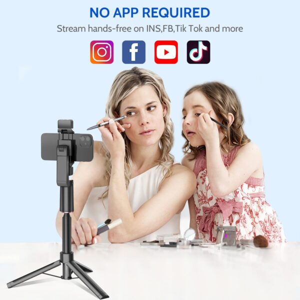 Extendable Auto Face Tracking Tripod with Light, 360 Rotating Tripod, Both Auto or Manual Moving Control, Smart Cameraman Shooting for Video, Vlog, Live Stream - 图片 5