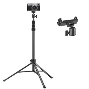 67" Camera Tripod Stand, Compact Tripod for Camera with Phone Holder & Ball Head, Portable Aluminum DSLR Tripods for Cell Phone, Video Recording, Filming, Vlogging