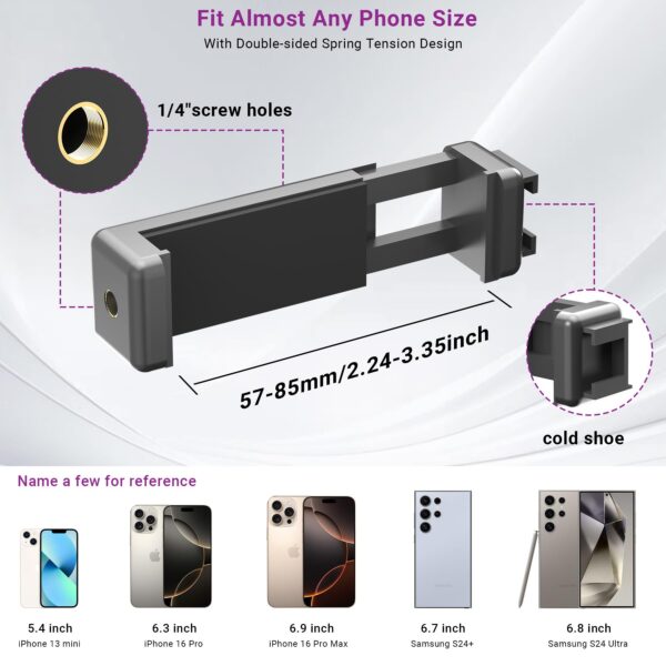67" Camera Tripod Stand, Compact Tripod for Camera with Phone Holder & Ball Head, Portable Aluminum DSLR Tripods for Cell Phone, Video Recording, Filming, Vlogging - 图片 3