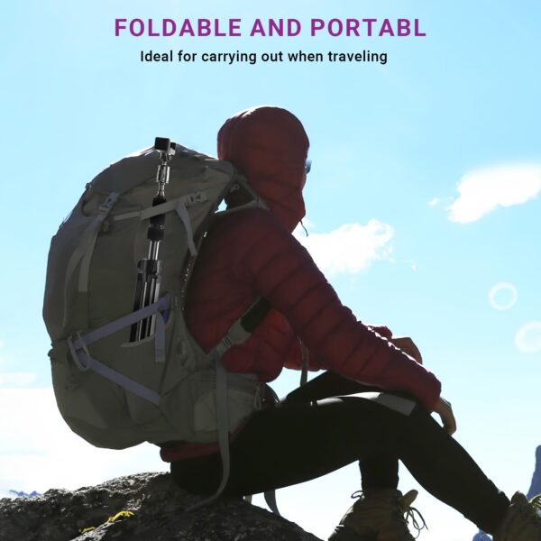 67" Camera Tripod Stand, Compact Tripod for Camera with Phone Holder & Ball Head, Portable Aluminum DSLR Tripods for Cell Phone, Video Recording, Filming, Vlogging - 图片 7